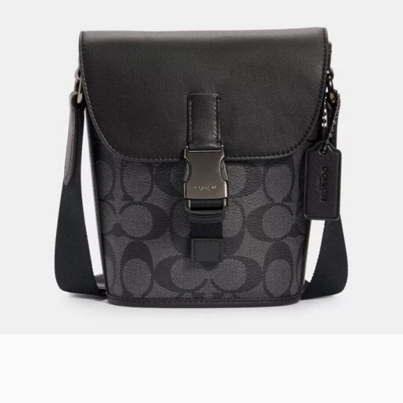 Coach Track Small Flap Crossbody In Signature Canvas / C3134 / CHARCOAL - Picture 1 of 3